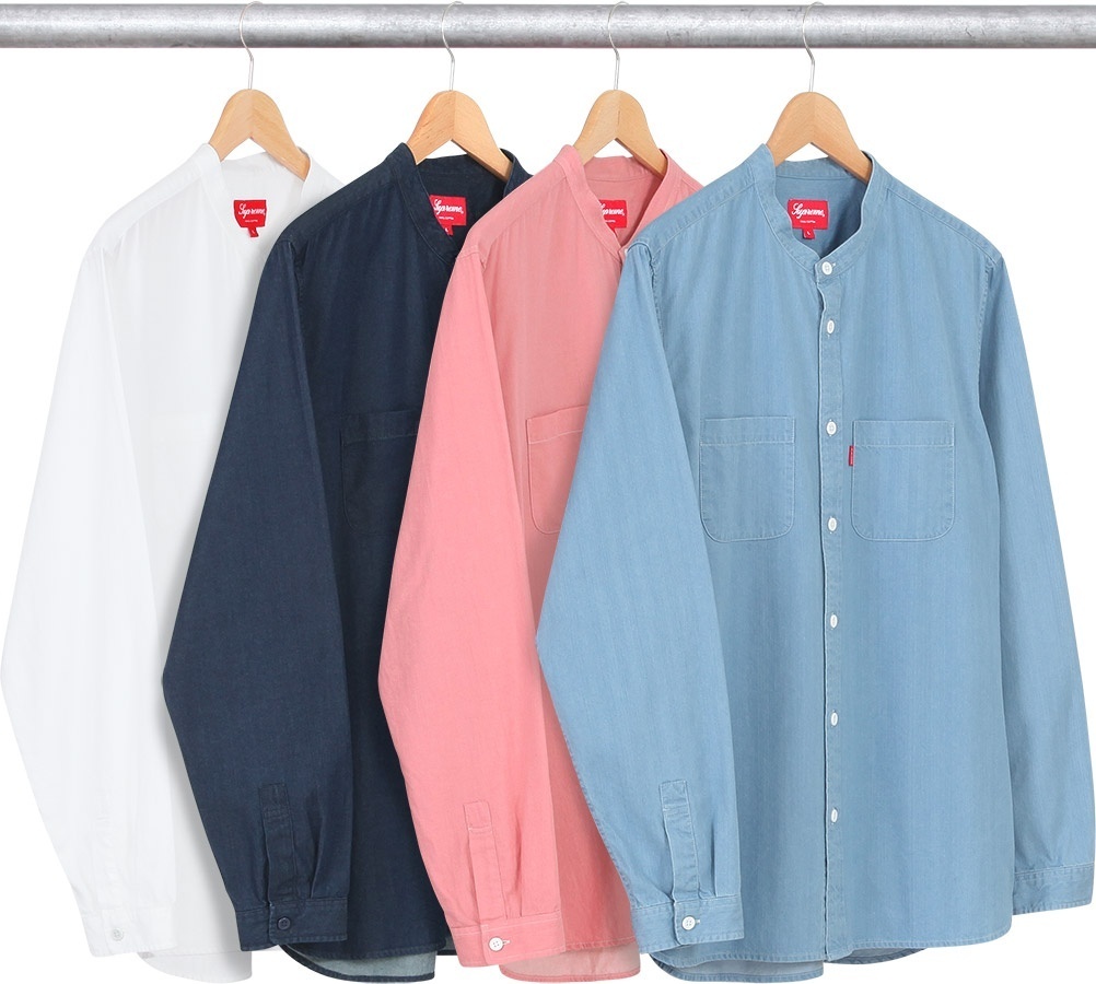 Denim Band Collar Shirt